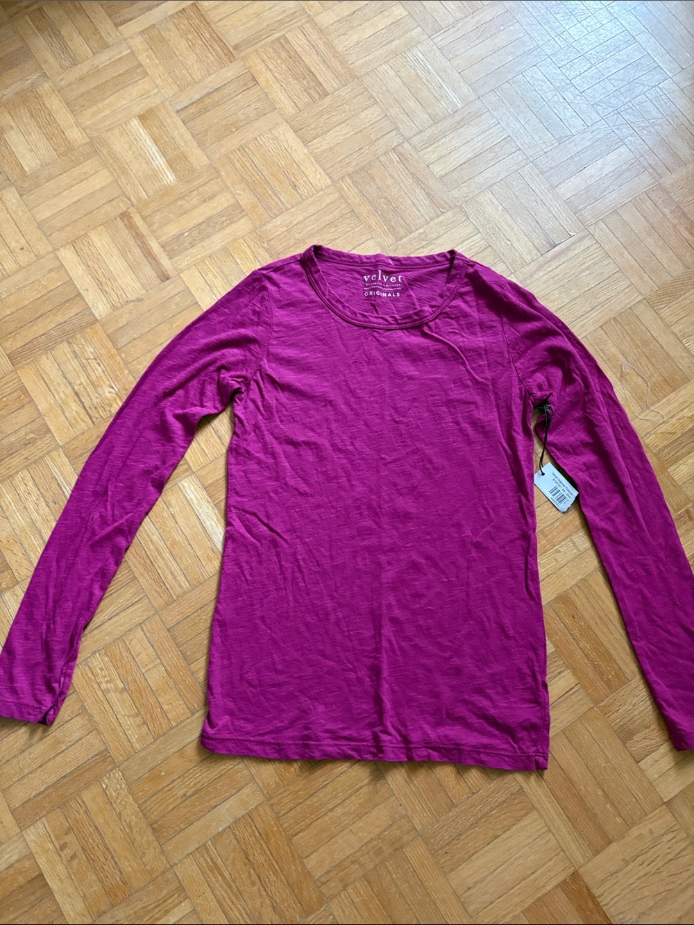 Velvet by Graham & Spencer Long Sleeve Crewneck Top - Fuchsia